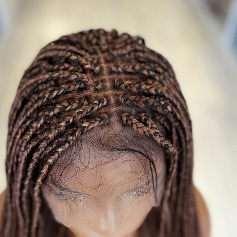 Malika -Full Lace  Mixed Auburn Lugo Braids Human Hair Wig