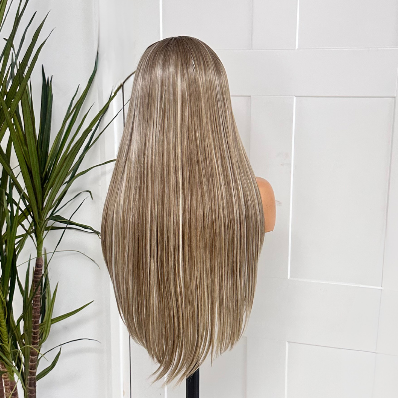 Ilaria - 24" Ash Beige Blonde Synthetic Lace Front Wig | 13x6 Free Part