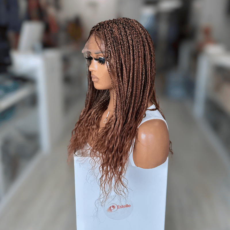 Malika -Full Lace Mixed Auburn Lugo Braids Human Hair Wig