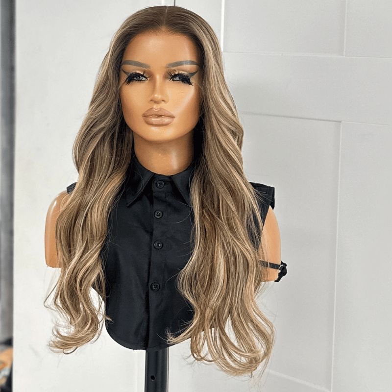 Keisha- 22” Mushroom Brunette Human Hair  Lace Front  Wig - estellewigsandmore.co.uk