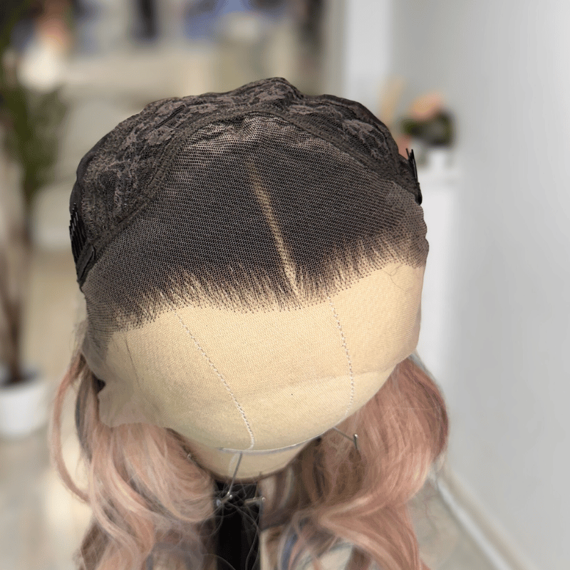 Aurelie Blush -Ash Blonde Wig with Pink Highlights  Synthetic Lace Front Wig - estellewigsandmore.co.uk