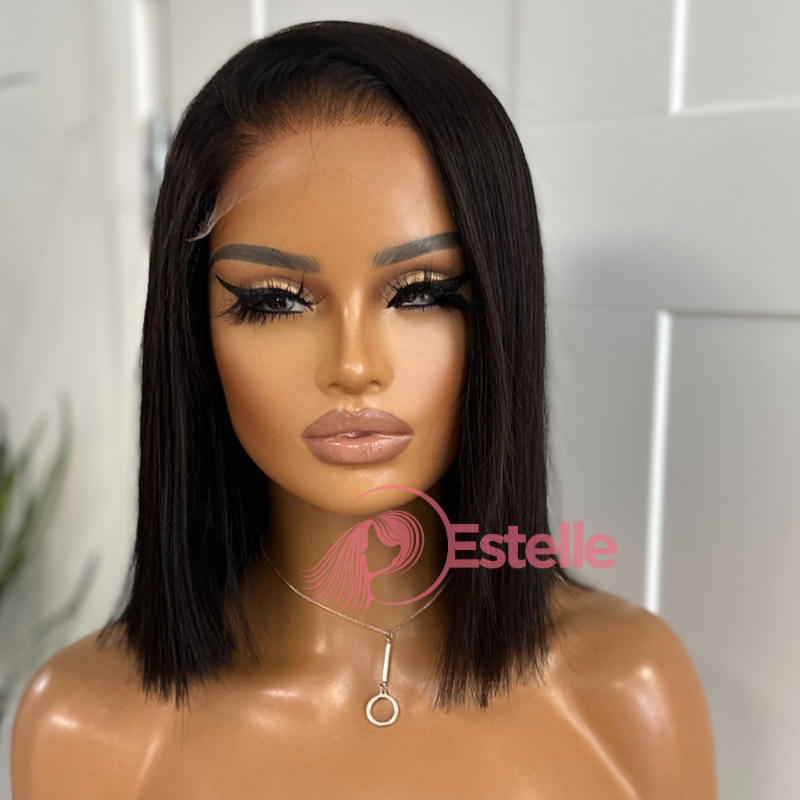 10 inches Bob 100% Human Hair Straight HD Lace Closure Wig-TENI /10 - estellewigsandmore.co.uk Human Hair Lace Front Wig