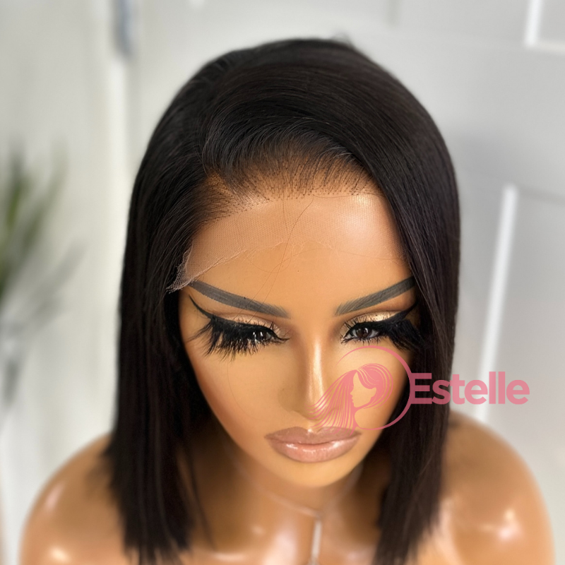 10 inches Bob 100% Human Hair Straight HD Lace Closure Wig-TENI /10 - estellewigsandmore.co.uk Human Hair Lace Front Wig