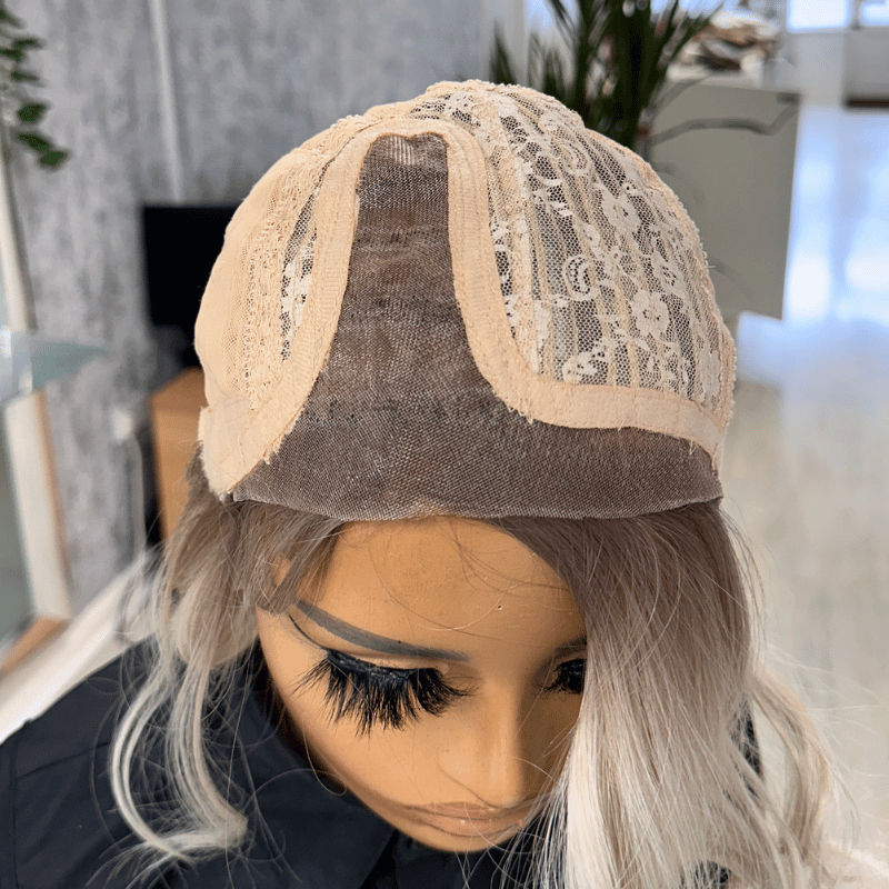EW211-8 Inch Ash Blonde Wavy Bob Lace Front Wig - estellewigsandmore.co.uk