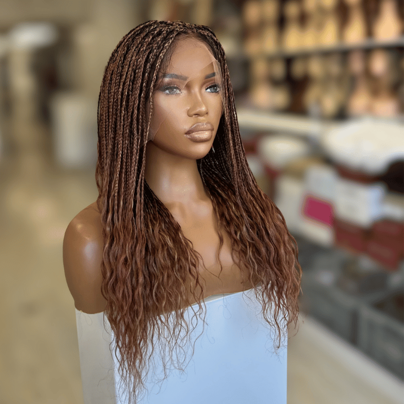 Malika -Full Lace  Mixed Auburn Lugo Braids Human Hair Wig