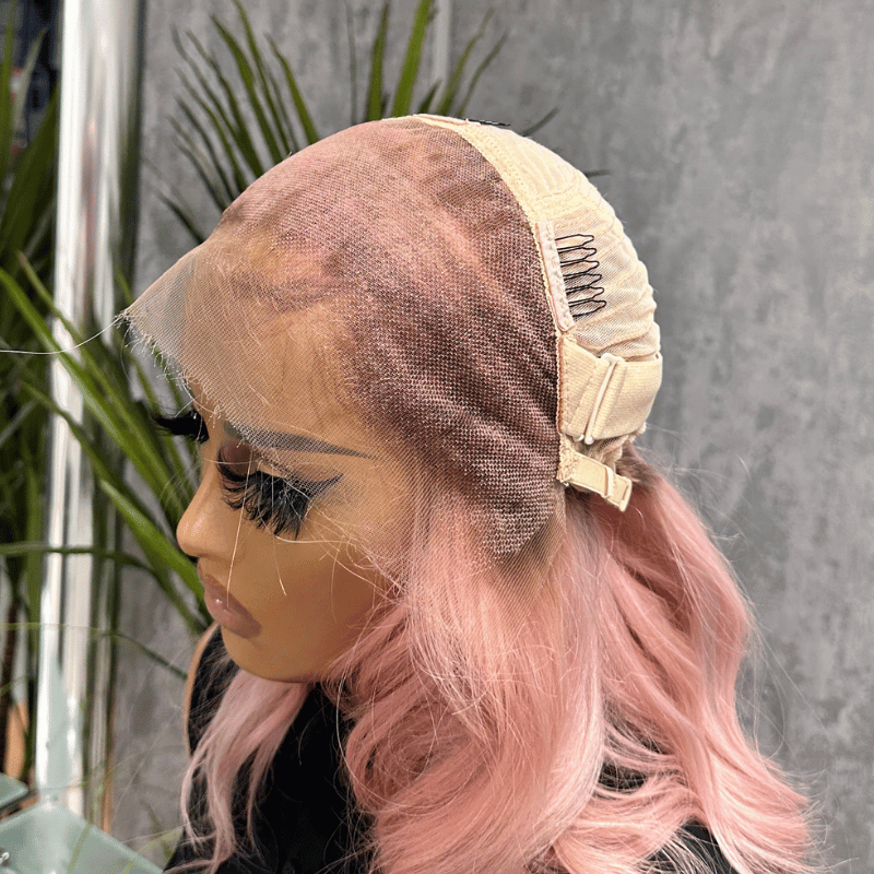 Camellia-14'' Soft Pink  Human Hair HD  Lace Front Wig - estellewigsandmore.co.uk