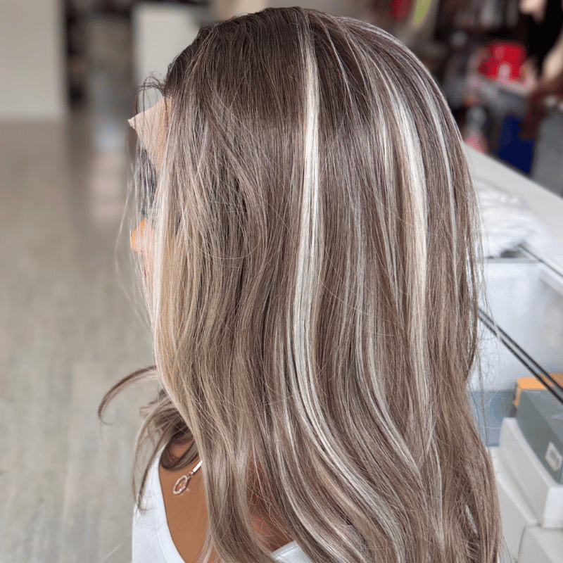 ZOE-Rooted Ash Brown/Blonde Balayage  Synthetic Lace Front Wig