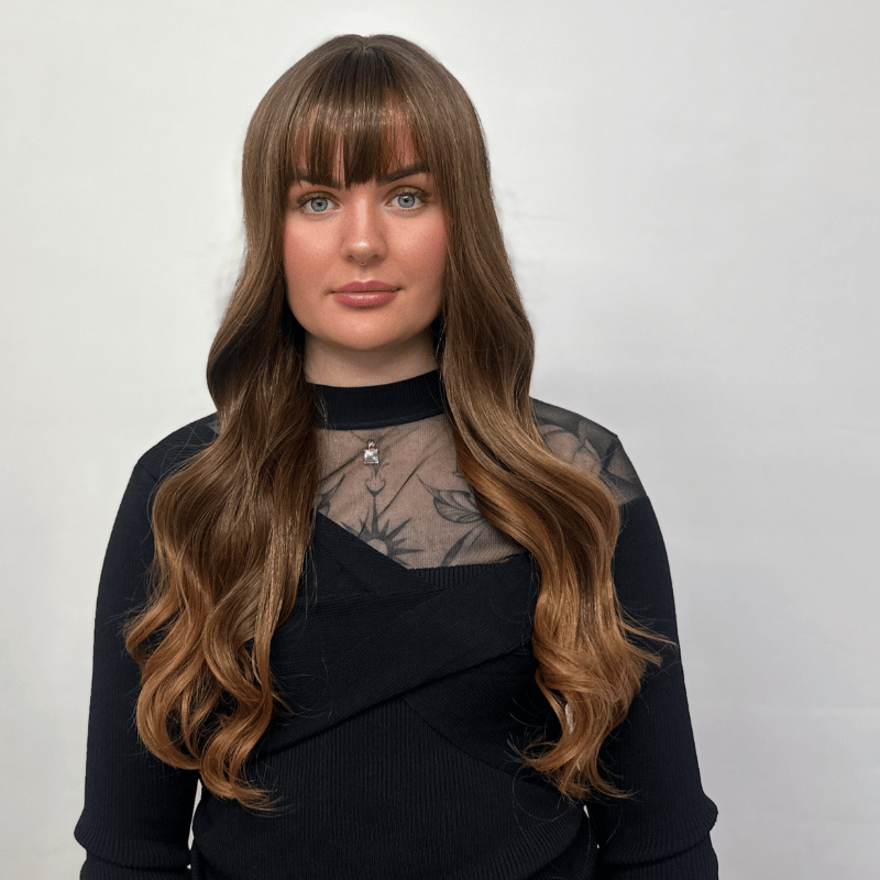 Long Chestnut Brown Full Wig with Fringe-EWD36