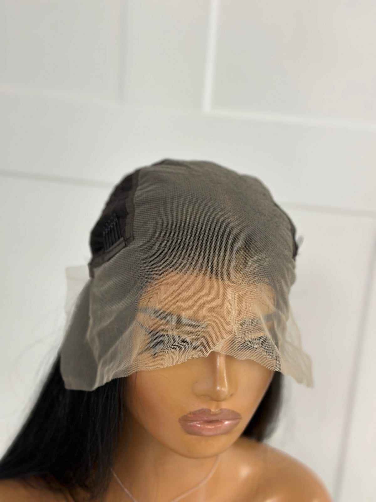 Jet Black Long Straight Wig | 13x6 Lace Frontal | 24–26” Synthetic-EWD 44 - estellewigsandmore.co.uk