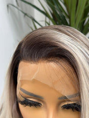 LITZY-Long Platinum Blonde Mix Wavy Synthetic Lace Front Wig