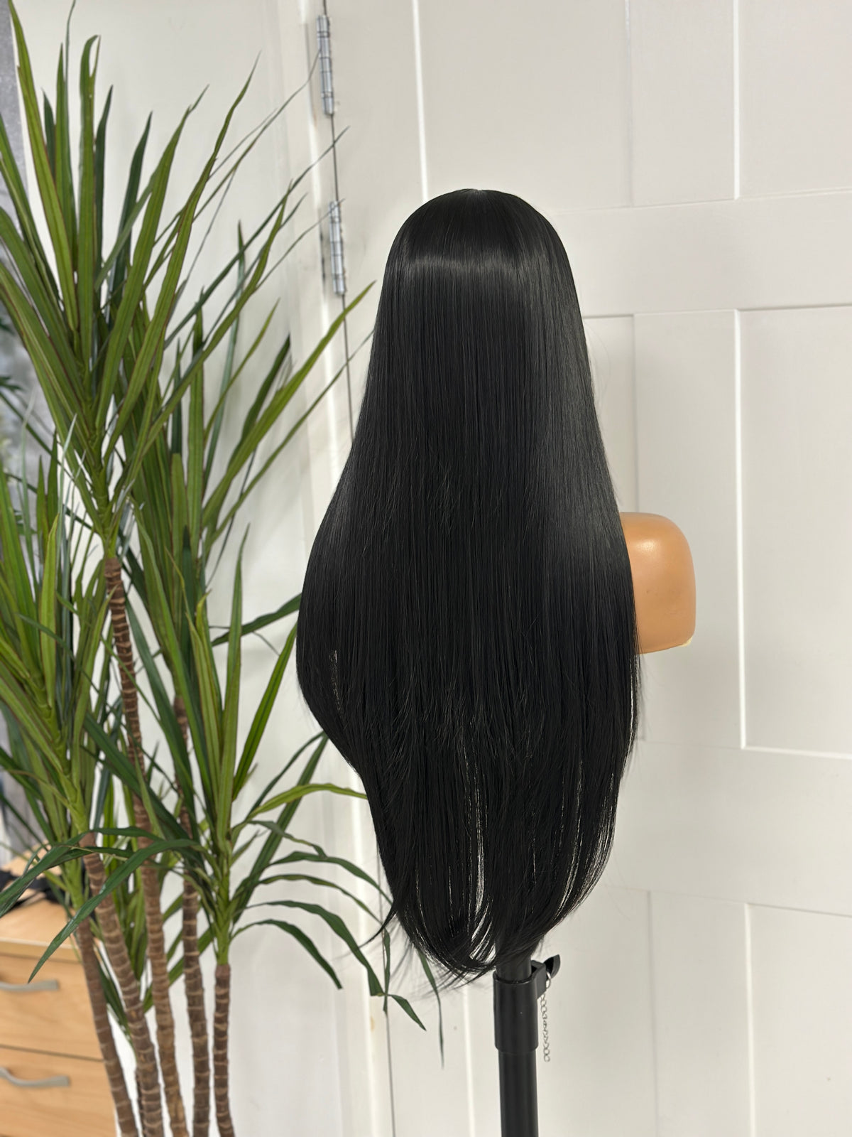 Jet Black Long Straight Wig | 13x6 Lace Frontal | 24–26” Synthetic-EWD 44 - estellewigsandmore.co.uk