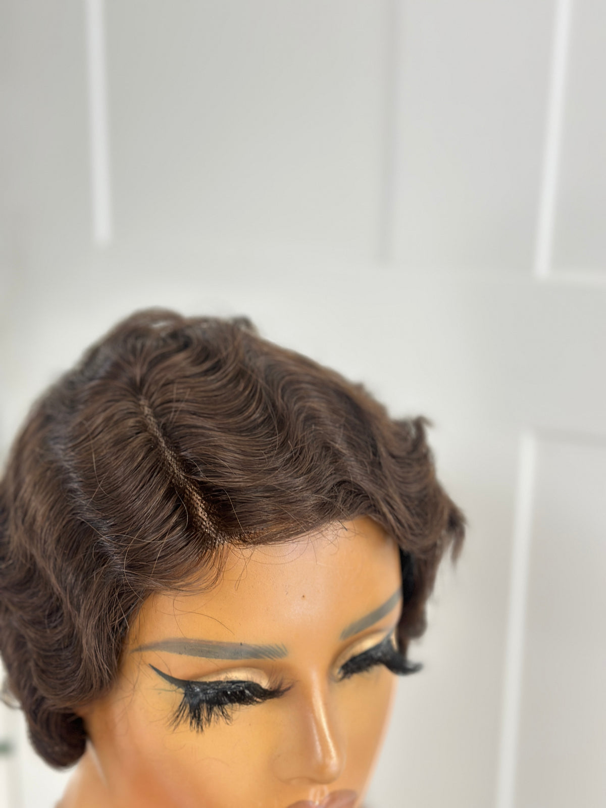 Finger Wave Pixie Wig | Premium Human Hair Mix | 4” Lace Part -Milan