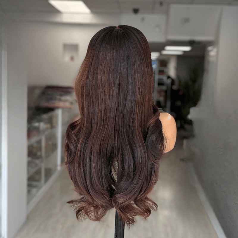 OLA/07 – 22” Luxe Brunette Human Hair Wig   | 6×6 HD Lace Closure - estellewigsandmore.co.uk