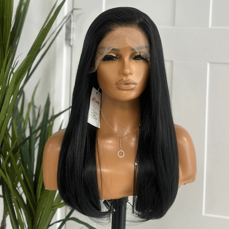 EWD 16-Jet Black Straight  Lace Front Synthetic Wig - estellewigsandmore.co.uk