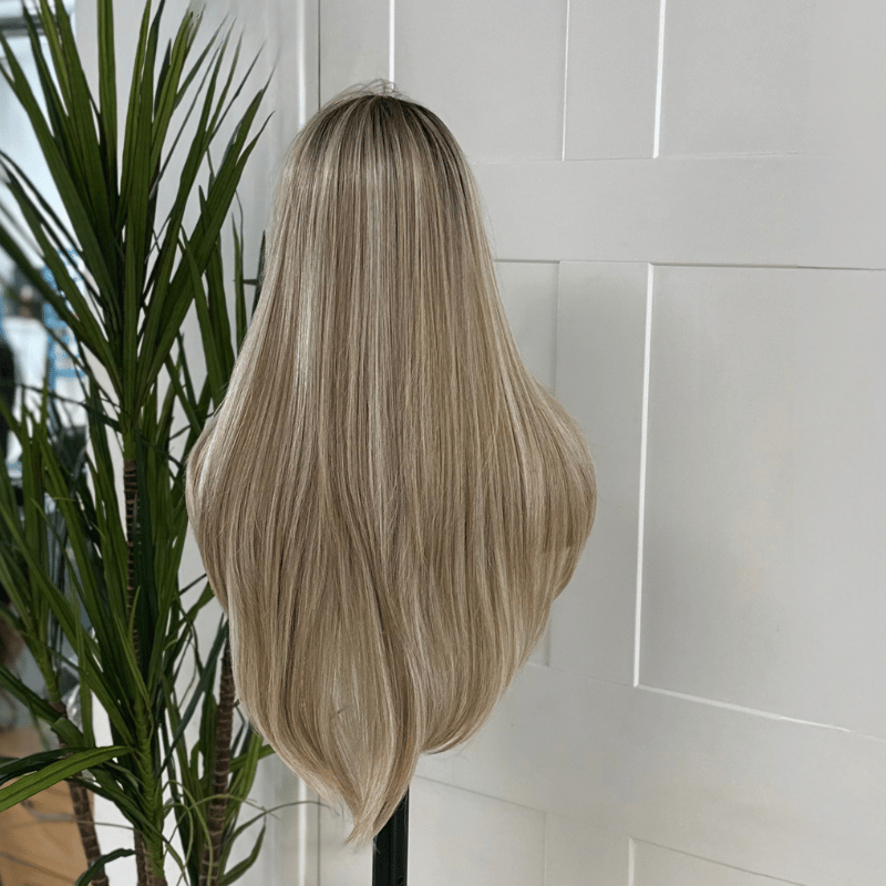 SAFIA -Long  Rooted Ash Blonde Full Lace Layered Synthetic Wig