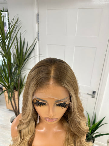 IVY-24’ Rooted Golden Blonde Human Hair Lace  Frontal  Wig