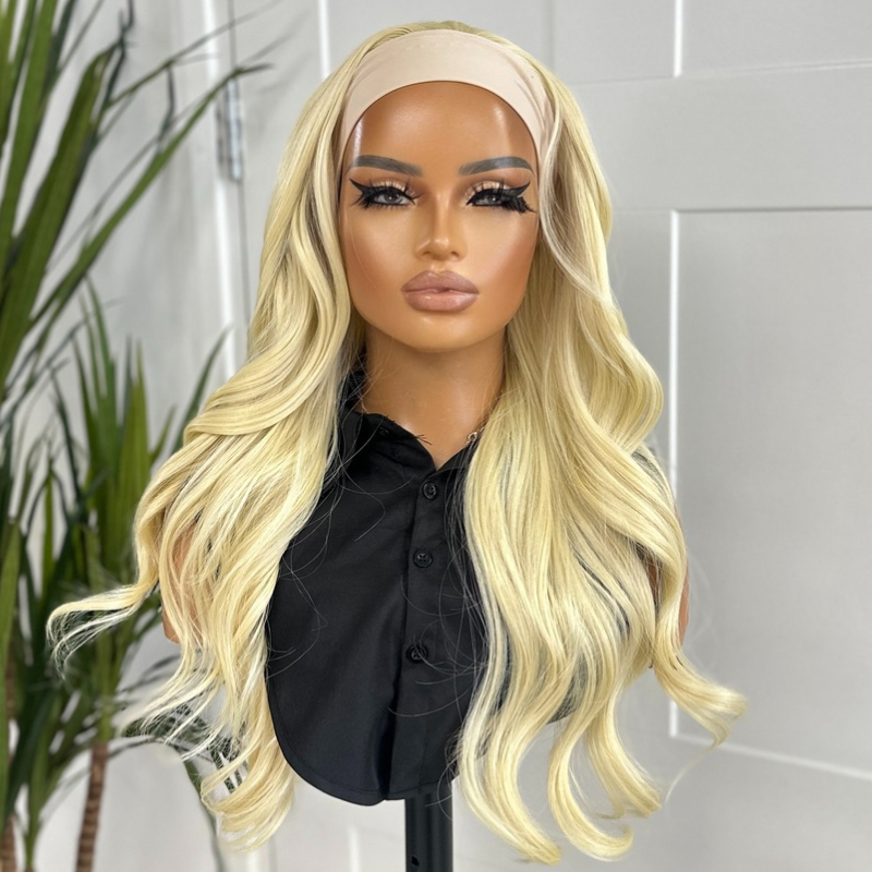 Platinum Blonde Wavy Headband Wig - Esme/63 - estellewigsandmore.co.uk