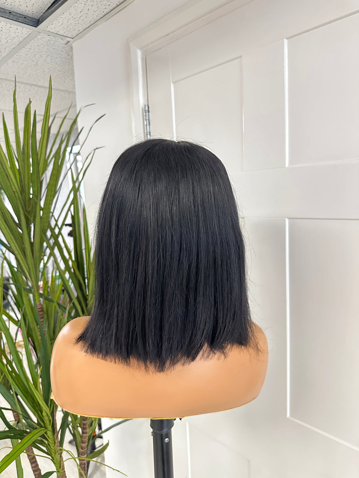 EWD 100 - 10'' Black  Straight Fringe Human Hair Wig