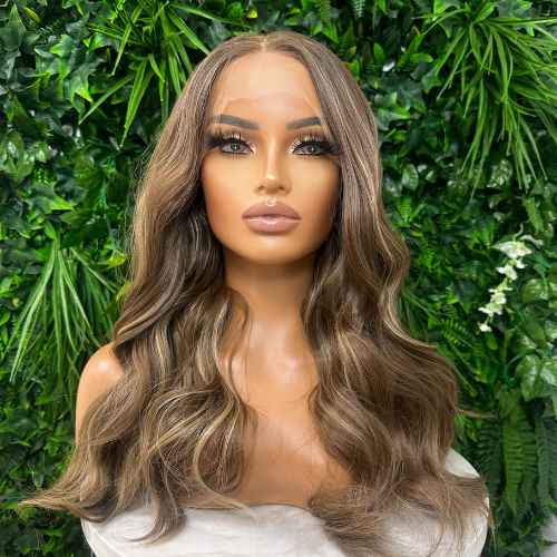 VERITY-Light Brown Mix Wavy Synthetic Lace Front Wig