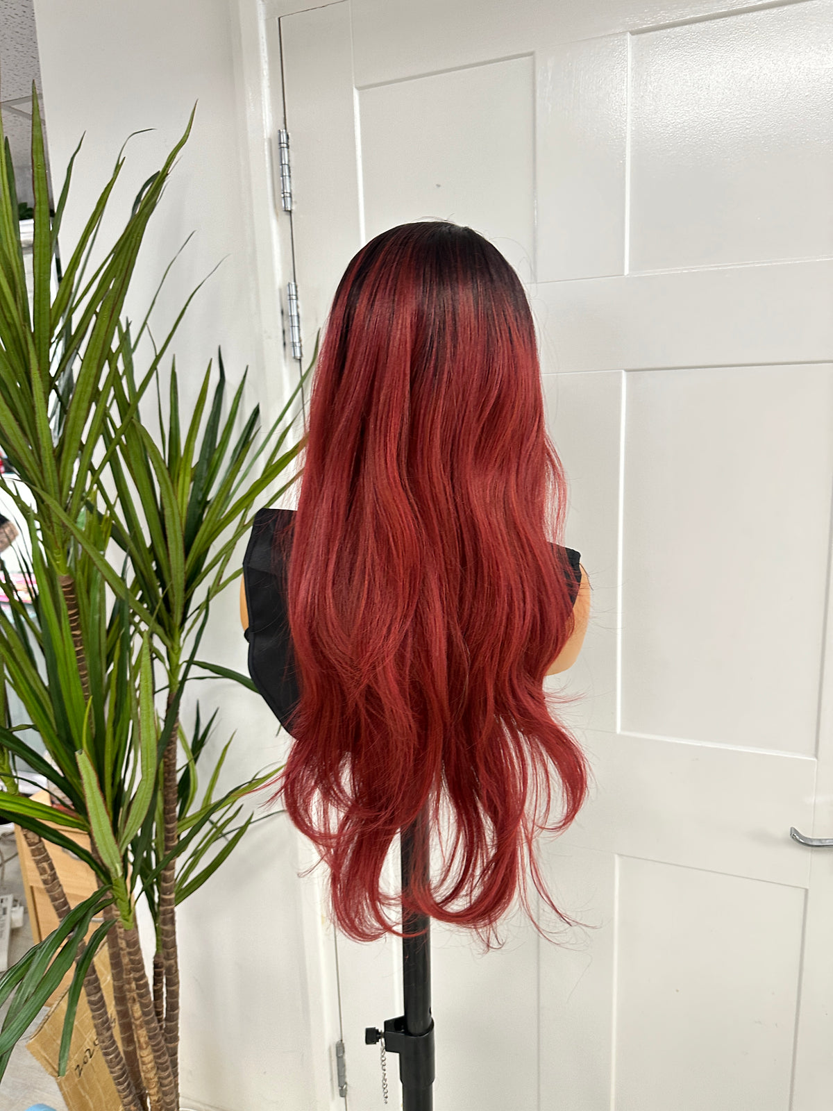 Black/ Red Long Layered Synthetic  Lace Front Wig -EWD 24 - estellewigsandmore.co.uk