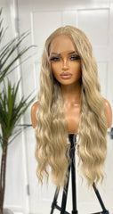 SIA-Long Wavy Champagne Blonde T Lace Front/Part Synthetic  Wig