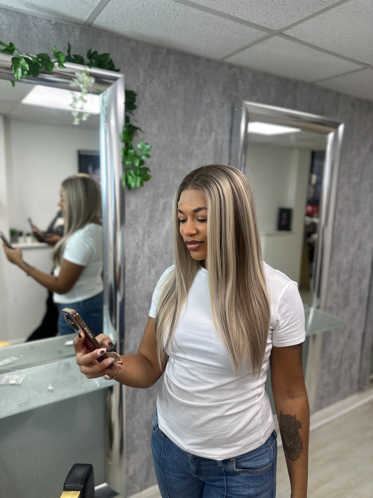 Ice Mocha Blonde Long Straight Lace Front Wig -Amy - estellewigsandmore.co.uk