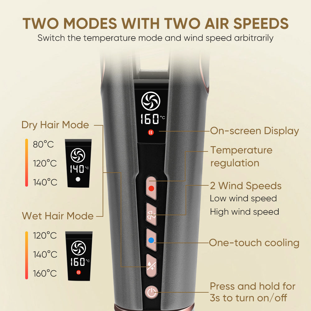 2-in-1 Wet to Dry Hair Dryer &amp; Straightener | High-Speed Ionic Blow Dryer with LCD Display - estellewigsandmore.co.uk Hair Accessories