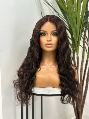 IMANI- Long Remy Human Hair Wavy Lace Front Wig