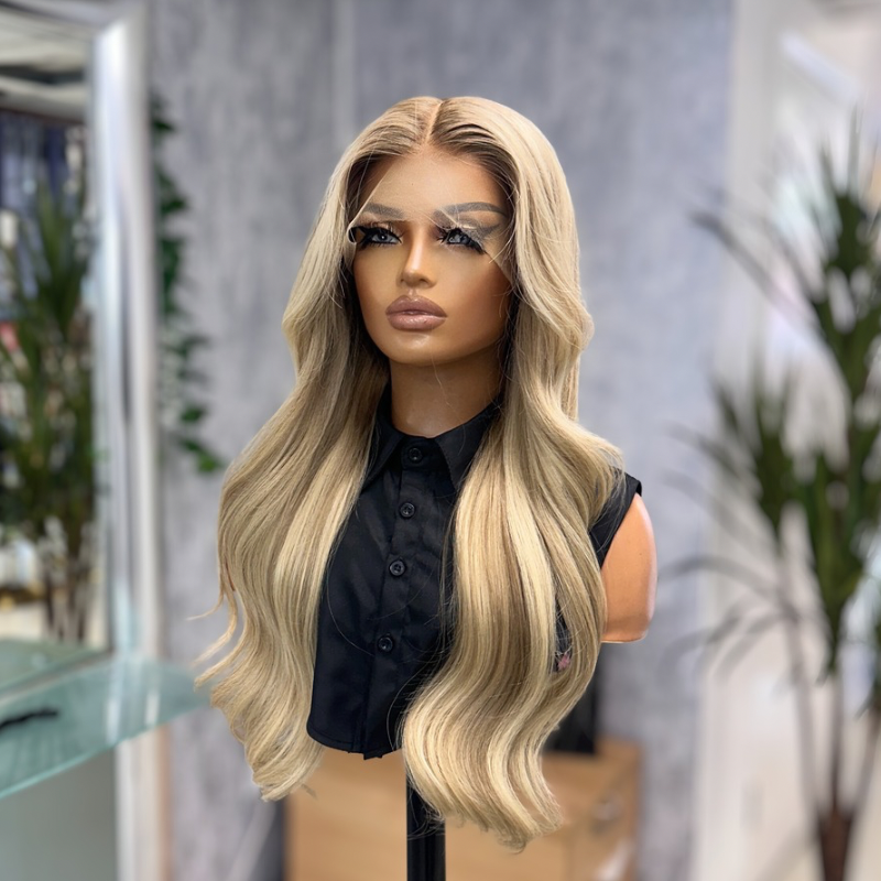 20” Creamy Beige Blonde Lace Front  Human Hair Wig-Adina - estellewigsandmore.co.uk