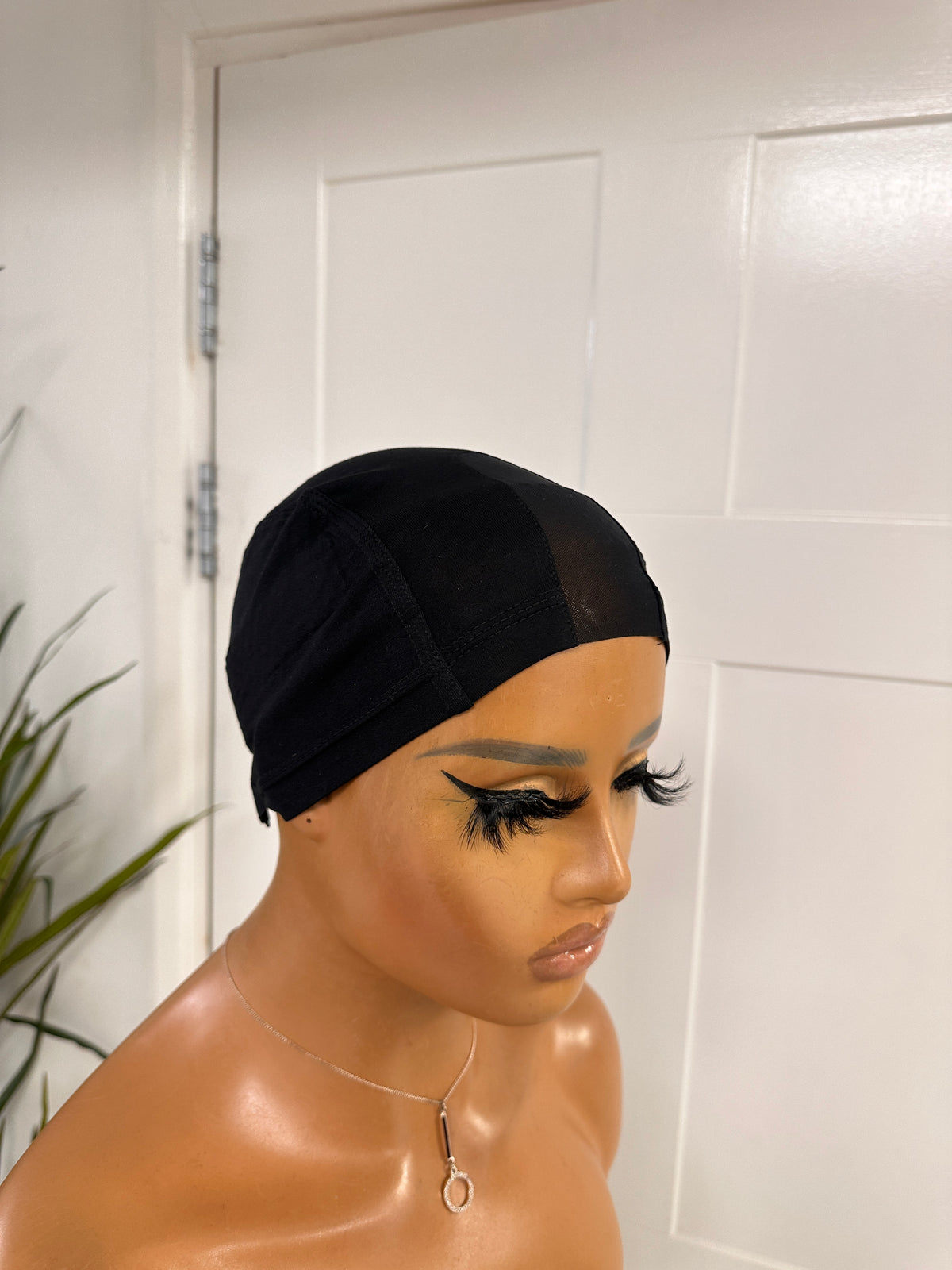 Beige Bamboo Wig Cap with Mesh Front – Soft, Breathable Wig Liner for Lace Wigs