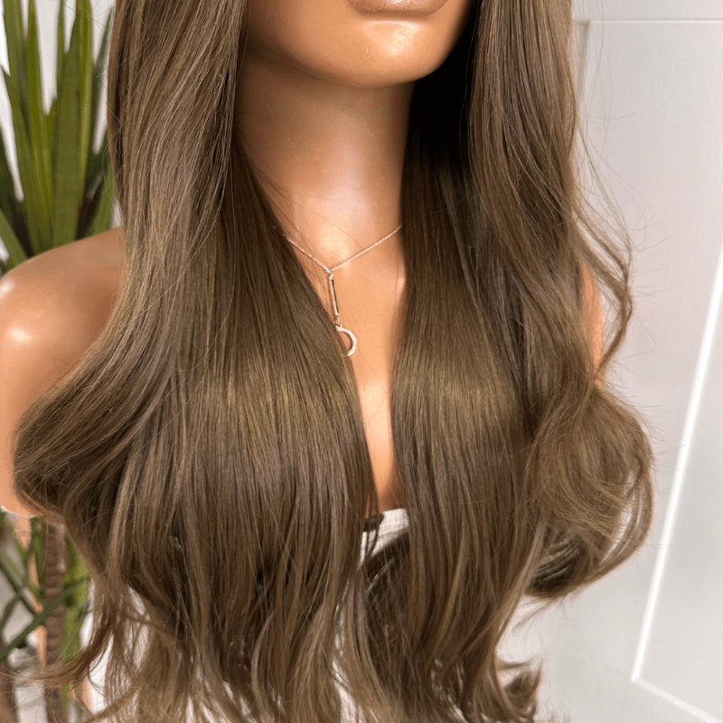 Ash Brown  Monofilament Synthetic  Lace Front Wig-LUCIA - estellewigsandmore.co.uk