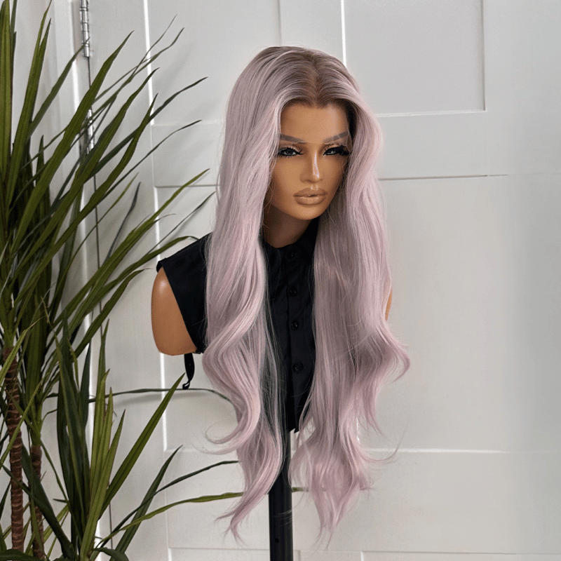 Rooted Lavender Lace Front Wig | 26 Inch Synthetic Heat Safe Wig-Aurielle - estellewigsandmore.co.uk