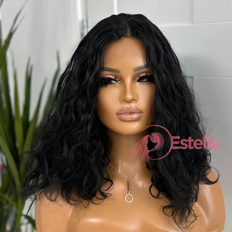 Natural Black  Loose Wave Lob Synthetic Lace Front Wig-YAZMINE