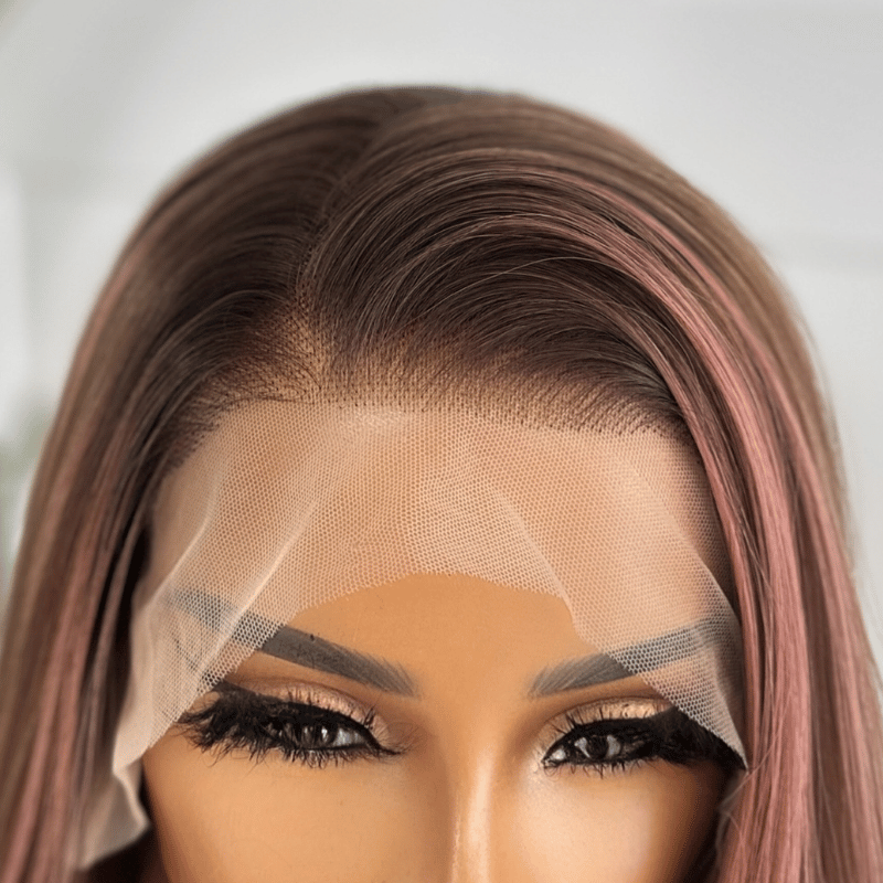 Light Brown Pink Balayage Heat Safe Synthetoc Lace Front Wig-Selina - estellewigsandmore.co.uk Synthetic Lace front wig