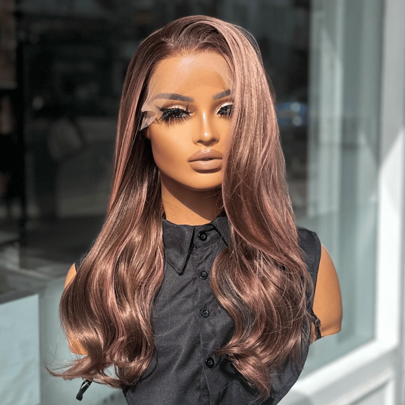 Light Brown Pink Balayage Heat Safe Synthetoc Lace Front Wig-Selina - estellewigsandmore.co.uk Synthetic Lace front wig