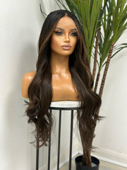 DULCE-Rooted Mixed Rich Browns Long Synthetic Lace Front Wig