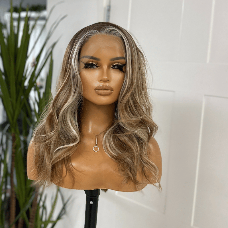 Caramel Blonde Lace Front Wig | Scandi Hairline | Face-Framing Highlights | 14–16 Inches-Tara/306