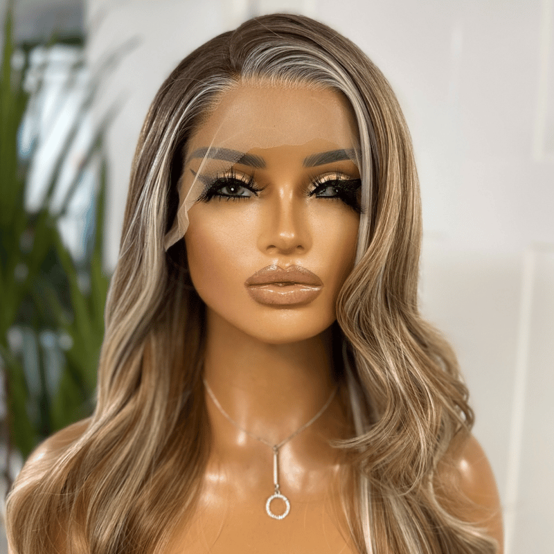 Caramel Blonde Lace Front Wig | Scandi Hairline | Face-Framing Highlights | 14–16 Inches-Tara/306