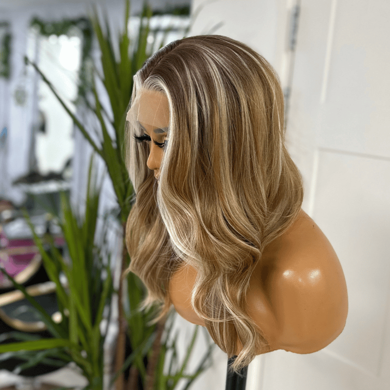 Caramel Blonde Lace Front Wig | Scandi Hairline | Face-Framing Highlights | 14–16 Inches-Tara/306