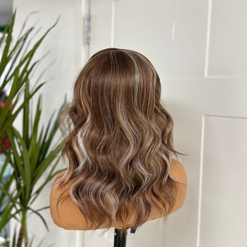 Caramel Brown Lace Front Wig with Scandi Hairline | Beige Blonde Highlights-Eliza