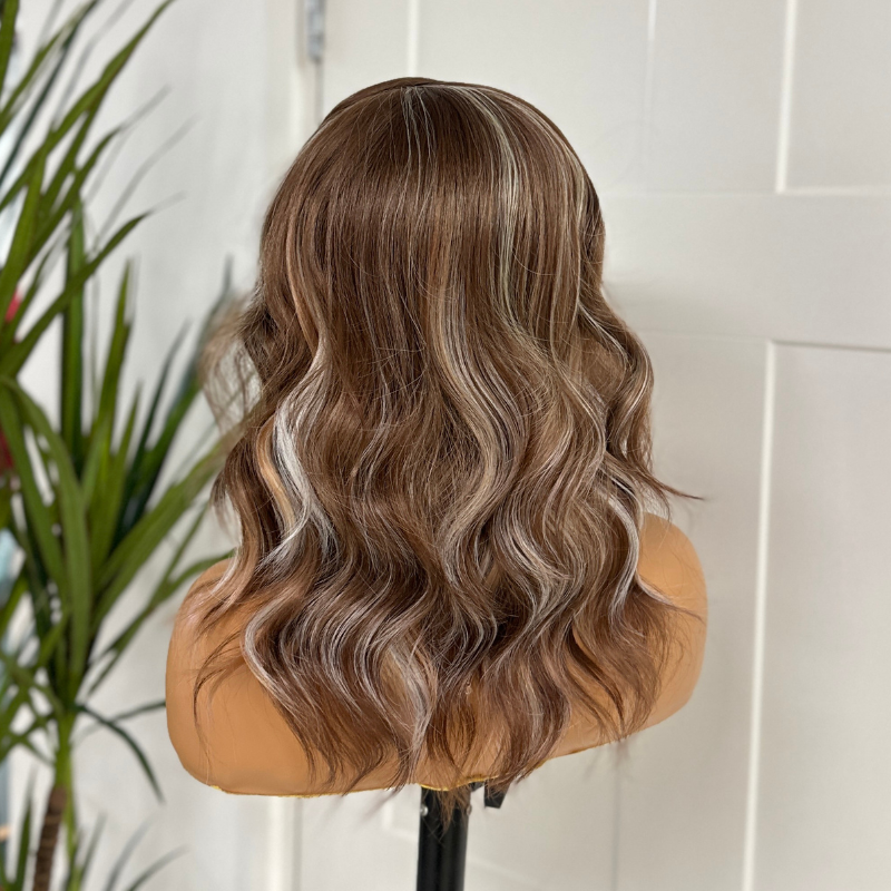 Caramel Brown Lace Front Wig with Scandi Hairline | Beige Blonde Highlights-Eliza