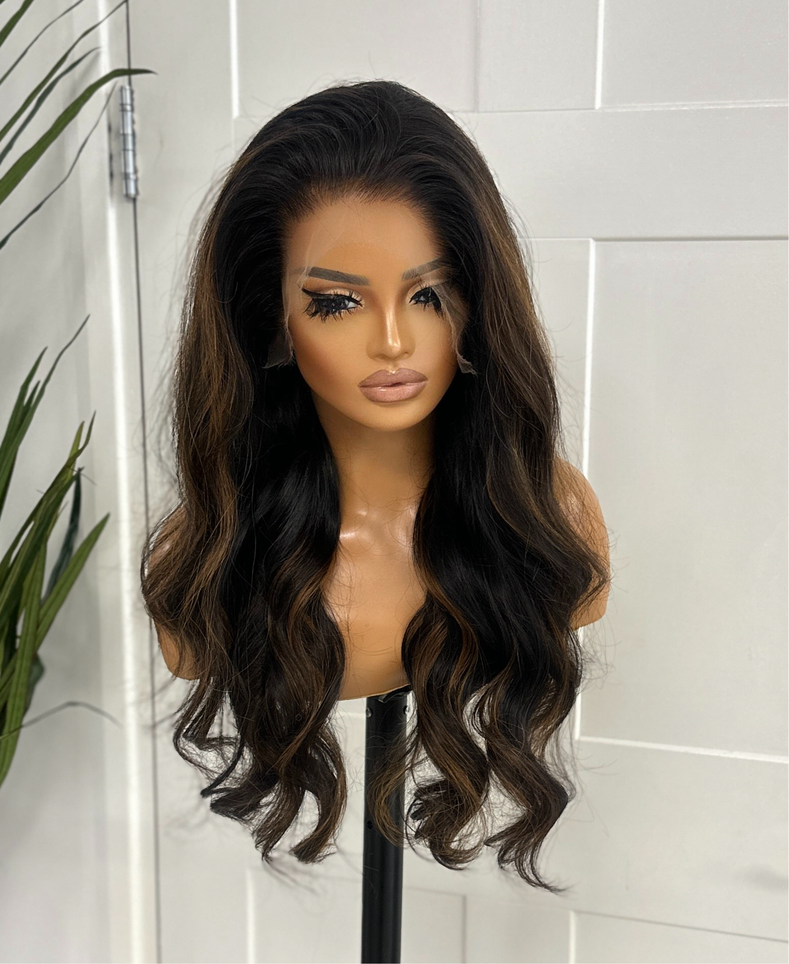 22 inches Black/Auburn  HD Lace Front Human Hair Wig-TOFA