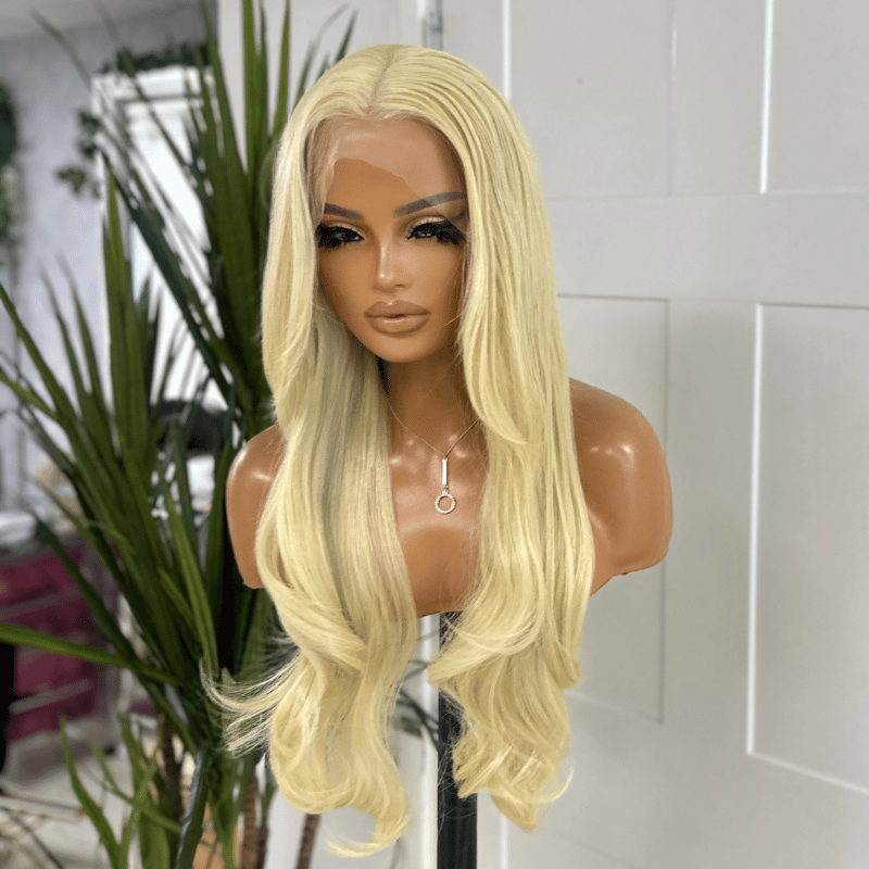 24 Inch Bleach Blonde Lace Front Wig | Heat Safe Synthetic-Ember - estellewigsandmore.co.uk SYNTHETIC WIG