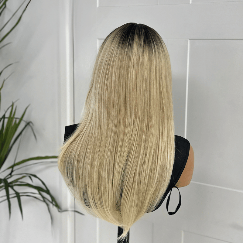Layered Rooted Light Blonde Monofilament Synthetic  Lace Front Wig-EVIE - estellewigsandmore.co.uk