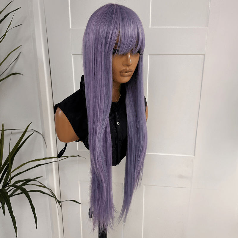 Extra Long Straight Wig with Side Fringe | Lavender Purple |  Synthetic Wig: EWD 30 - estellewigsandmore.co.uk