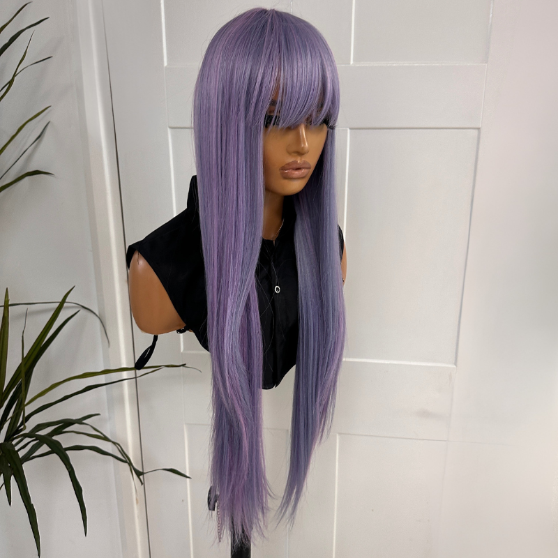 Extra Long Straight Wig with Side Fringe | Lavender Purple |  Synthetic Wig: EWD 30 - estellewigsandmore.co.uk