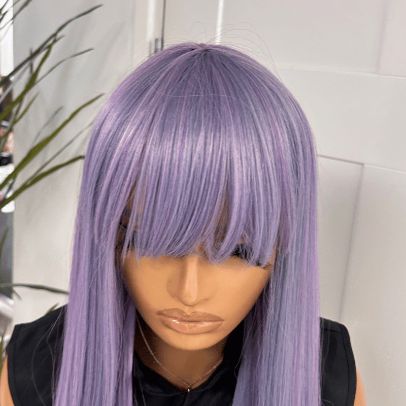Extra Long Straight Wig with Side Fringe | Lavender Purple |  Synthetic Wig: EWD 30 - estellewigsandmore.co.uk