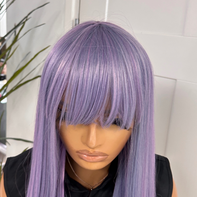 Extra Long Straight Wig with Side Fringe | Lavender Purple |  Synthetic Wig: EWD 30 - estellewigsandmore.co.uk