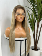 EVITA-13 by 6 Rooted Mixed  Blonde Straight  Lace Frontal Wig