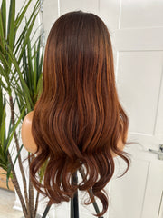 SCARLET -Long Rooted Deep Copper Human Hair Lace Frontal  Wig